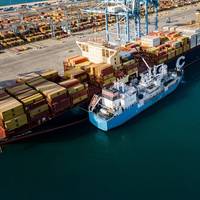 AD Ports Group hosted its first ship-to-ship liquified natural gas bunkering operation at its flagship deep-water Khalifa Port. Credit: AD Ports Group