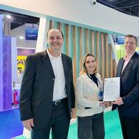 AIP ceremony at OTC Brazil 2025 in Rio de Janeiro, Brazil. (L to R) Vinícius Mattos; Petrobras Surface Engineering Technologies Manager; Silvia Ramscheid Figueiredo; R&D for Structural and Surface Engineering at CENPES; Matthew Tremblay; ABS Vice President, Global Offshore Markets; João Paiva; ABS; Engineer, Managing Principal; Rafael Torres; ABS Director, Global Offshore - South America. © ABS