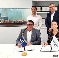  AL Group Fleet Director Tonci Zdunic and DNV’s Regional Manager South East Asia, Pacific & India, Maritime, Cristina Saenz de Santa Maria, signed a Memorandum of Understanding (MoU) in the presence of AL’s Group Sustainability and Regional Finance Director Philip Pfeiffer and Geir Dugstad, DNV’s Senior Vice President, Ship Classification & Technical Director. Under the MoU, both companies will partner to explore the feasibility of CCS on board AL’s 7,100 TEU container ships and Kamsarmax bulk c