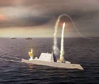 An artist rendering of the Zumwalt class destroyer DDG 1000, a new class of multi-mission U.S. Navy surface combatant ship designed to operate as part of ajoint maritime fleet, assisting Marine strike forces ashore as well as performing littoral, air and sub-surface warfare. (U.S. Navy photo illustration/Released)