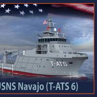An artist rendering of the future USNS Navajo (T-TATS 6). (U.S. Navy photo illustration/Released)
