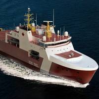 An artist rendering shows the potential design for the Canadian Coast Guard's two Arctic and Offshore Patrol Ships that will be built at Halifax Shipyard.
