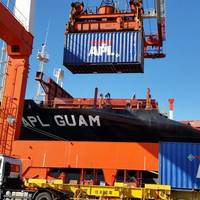 APL Guam being loaded with cargo at Yokohama before heading for Guam and Saipan Photo APL