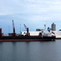 At Port Manatee, the bulk carrier Sen Treasure is loaded with more than 13,325 metric tons of scrap metal bound for Mexico.