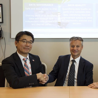 At the Nor-Shipping presentation (from L to R): Hideyuki Ando, Senior General Manager, MTI/NYK Group, Trond Hodne, Sales and Marketing Director, DNV GL - Maritime, Svein Steimler, President and Chief Executive Officer, NYK Group Europe Ltd.