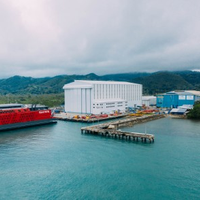 Austal Philippines launched Hull 419, a 109 meter high-speed catamaran ferry being built for Fjord Line or Norway at Austal's Balamban shipyard in Cebu. Photo: Austal 