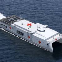 Austal USA received an $867.6 million undefinitized contract award (UCA) for final design and construction of three Expeditionary Medical Ships (EMS) from the U.S. Navy. Image courtesy Austal USA