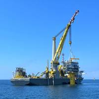 Bokalift 2 installing the first U.S.-made offshore substation - Credit: Boskalis