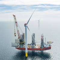 Cadeler installing Siemens Gamesa 11MW turbines in Holland in 2023. Image courtesy Cadeler