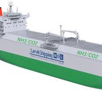 CG rendering of ammonia/liquefied CO2 combined carrier (Image: MOL)