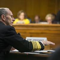 Chief of Naval Operations (CNO) Adm. Jonathan Greenert testifies before the Senate Armed Services Committee on the Department of the Navy defense authorization request for fiscal year 2014. (U.S. Navy photo by Mass Communication Specialist 1st Class Peter D. Lawlor/Released)