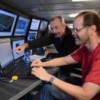 Chief Scientist Will Sager interpreting data in the control room Photo SCHMIDT OCEAN INSTITUTE