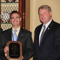 Chris Bollinger, Executive VP of Bollinger Shipyards, Inc., (center) accepts the 2102 Award for Excellence in Safety from SCA Manager Government Affairs, Ian Bennitt (left), and SCA President, Matthew Paxton. 