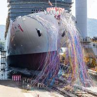 Christening and Launch Ceremony of KEYAKI.
Image courtesy Mitsubishi Shipbuilding