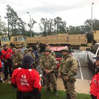 Coast Guard crews discuss tactics prior to conducting rescue operations in response to Hurricane Florence in North Carolina, Sunday, Sept. 16, 2018. The Coast Guard is working with state and local agencies throughout the affected region. Image: USCG)