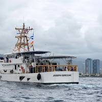 Coast Guard Cutter Joseph Gerczak arrives in Honolulu following a 42-day transit from Key West, Fla. (USCG photo by Sara Muir)