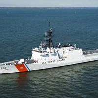 Coast Guard Cutter Stratton, the third National Security Cutter, transits the Chesapeake Bay in October, 2011. U.S. Coast Guard photo.