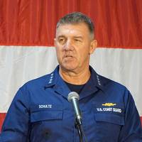 Commandant of the U.S. Coast Guard Adm. Karl Schultz delivers the State of the Coast Guard Address in Charleston. (Photo: Eric Haun)