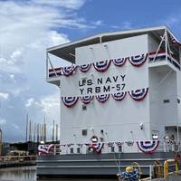 Conrad Shipyard held a ceremony at its shipyard in Amelia, La. recognizing the first-of-class yard, repair, berthing, messing vessel (YRBM) it is building for the U.S. Navy. (Photo courtesy Conrad Industries)