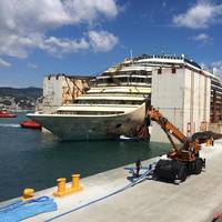 Costa Concordia moored Genoa: Photo courtesy of TITAN Salvage