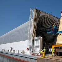 Crews moved the cone-shaped launch vehicle stage adapter out of NASA Marshall’s Building 4708 to the agency’s Pegasus barge on August 21. The barge will ferry the adapter first to NASA’s Michoud Assembly Facility, where it will pick up additional SLS hardware for future Artemis missions, and then travel to NASA Kennedy. In Florida, teams with NASA’s Exploration Ground Systems will prepare the adapter for stacking and launch.
NASA/Brandon Hancock