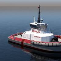 Crowley Maritime Corp will take delivery in 2023 of an electric tug, dubbed eWolf, built by Master Boat Builders in Coden, Ala. (Image: Crowley)