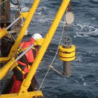 Deployment of Arctic AMAR recorder (photo courtesy Fugro GEOS Ltd)