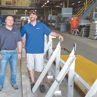 Derecktor Shipyard General Manager Micah Tucker and Project Manager Joe Goodspeed shaping the Keel for the first Harbor Harvest Hybrid.