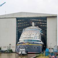 Disney Treasure is floated out at Meyer Werft in Germany. (Photo: Meyer Werft)