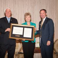 Don Stephens was presented with a Daily Point of Light Award this week at a special Mercy Ships event in Houston, Texas.  Pictured (L to R) Neil Bush, Chairman, Points of Light, Don Stephens, President and Founder of Mercy Ships, Deyon Stephens, Co-founder of Mercy Ships, Paul B. Murphy, Jr., Event Chairman and CEO, President and Director of Cadence Bancorp, LLC. Photo credit:  alexandersportraits.com