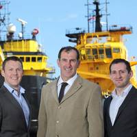 Ecosse Subsea Systems managing director, Mike Wilson, flanked by David Hunt (left) and Faris Lutfy