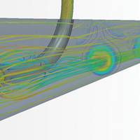Figure 1:  CFD simulates mixing of two  fluids in a pipe for type approval.