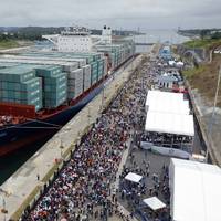 file image: A containership in the Panama Canal (CREDIT:CH2M)
