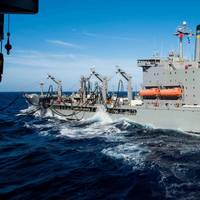 File Image / a USNS fleet oiler on station: Credit US Navy