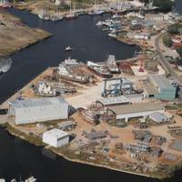 File Image: An aerial view of Horizon Shipbuilding's Bayou La Batre, Alabama facilities. CREDIT: Horizon Shipbuilding