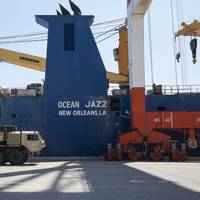 FILE PHOTO: Military Sealift Command’s general purpose, heavy-lift vessel MV Ocean Jazz prepares to receive U.S. Army equipment at the pier in Subic Bay, Olongapo, Philippines, in May 2018. (Photo: Grady T. Fontana / U.S. Navy)