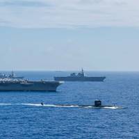 File photo: Ships from the Indian Navy, Japan Maritime Self-Defense Force (JMSDF) and the U.S. Navy sail in formation during Malabar 2018. (Photo: Erwin Jacob V. Miciano / U.S. Navy)