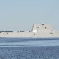 File photo: Zumwalt departs from Naval Station Newport, R.I. September 12, 2016 following its maiden voyage from Bath Iron Works Shipyard in Bath, Maine. (U.S. Navy photo by Haley Nace)