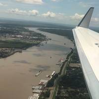 Flying into New Orleans with Admiral Karl Schultz, Commandant, USCG, provides a ‘birds eye view’ on the robust and diverse business in and around the lower Mississippi River.  Photo: Greg Trauthwein
