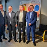 From Left: Petrus Blomqvist, Partner at Vaaka; Lauri Haavisto, CEO of Foreship; Markus Aarnio, Chief Naval Architect at Foreship; Carlo Luzzatto, CEO of RINA.