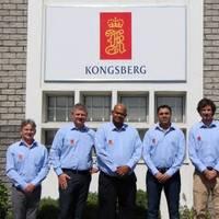 From left to right: Alastair Pettie, Rune Haukom, Steve Nell, Shaun Ortell, Pierre Marais, Wojtek Kowalczyk  (Photo: Kongsberg Maritime)