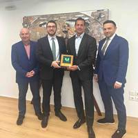 (From left to right) Capt. Christos Tsigkis, COO at Silk Searoad Maritime, Andreas Zissimatos, Managing Director, Silk Searoad Maritime, Robert Desai, CEO, V.Ships, Yiannis Katsoudas, Business Development Director, V.Ships. Credit: V.
