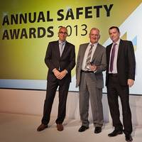 (From left to right) Gerard Rohan, SVP – Continental Europe, and Bill Abbott, Group Scaffold Manager, who collected the ‘Safety Innovation’ award on behalf of the Scaffold Design Team, with Mike Mann, SVP – Global HSSEQ (all Stork Technical Services)