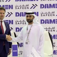 From left to right: Pascal Slingerland (Regional Sales Director, Damen Shipyards Group), Captain Adil Ahmed Banihammad (Chief Marine Services Officer, Safeen). Photo: Damen Shipyards Group