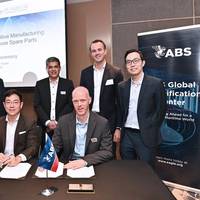 Front L-R: Kenlip Ong, Pelagus 3D CEO; Gareth Burton, ABS VP Technology. Back L-R: Dr. Gu Hai, ABS VP and Head of Global Simulation Center; Kenneth Lim, Assistant Chief Executive, Maritime and Port Authority of Singapore; Arnab Ghosh, ABS VP Regional Business Development; Haakon Ellekjaer, Pelagus 3D CCO; and Daniel Tan, Pelagus 3D CTO (Photo: ABS)