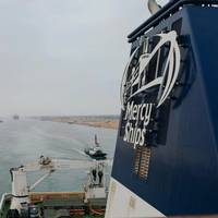 Global Mercy completed its journey through the Suez Canal, headed to the Port of Antwerp, where it will be further equipped and crewed.  The Senegalese and Egyptian governments facilitated the passage of the Global Mercy through the Suez Canal, so that the ship could pass through free of charge. Photo courtesy Mercy Ships