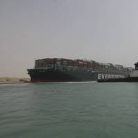 Global shipping traffic was disrupted in 2021 when Ever Given, one of the world's largest containerships, got stuck in the southern section of the Suez Canal for about a week. (File photo: Suez Canal Authority)