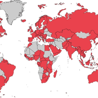 Globecomm Roam provides truly global cellular coverage, with coverage in all the territories shown on the map in red. (Photo: Globecomm)