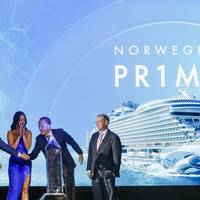 Godmother of Norwegian Prima, Katy Perry, joins Norwegian Cruise Line executives in Reykjavik, Iceland to officially christen and name NCL’s 18th vessel in its leading-edge Prima Class. (Photo: NCL)