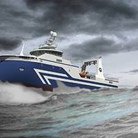 Graphic representations of the Nautic wetfish trawler design for HB Grandi. Each vessel will be powered by an MAN six-cylinder L27/38 unit, accompanied by a four-bladed, 3.8-metre, ducted MAN Alpha VBS 860 propeller (Image courtesy of HB Grandi/Nautic)
